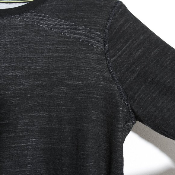 Smartwool Intraknit Thermal Merino Wool Base Layer Crew Long Sleeve Black White - Picture 6 of 16